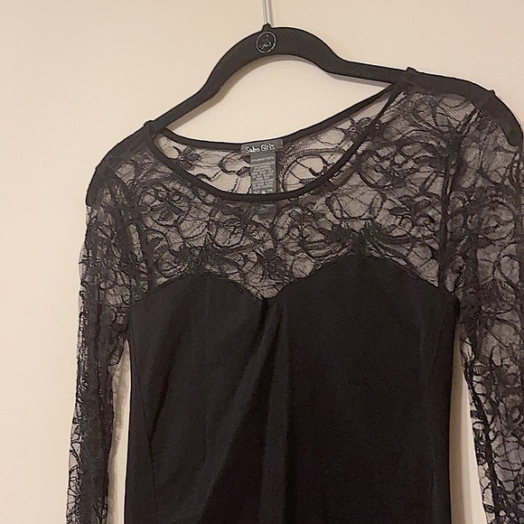 OS Corset Sweetheart Neckline Black Lace Stretchy Sheer Mesh Top - Picture 2 of 5